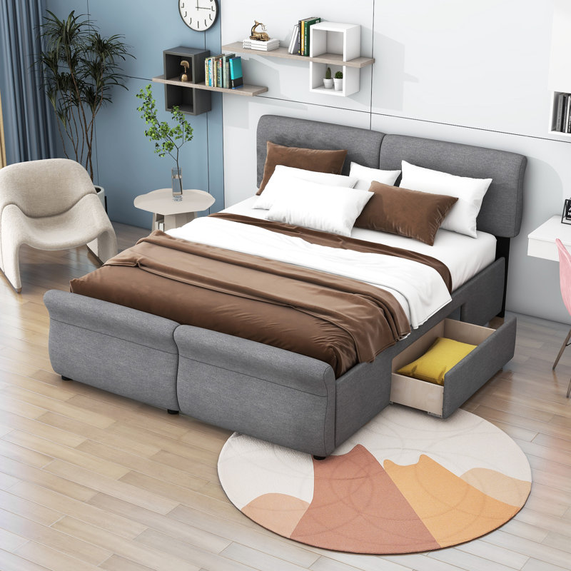 Latitude Run® Upholstery Platform Bed with a Drawer on Both Sides Wayfair